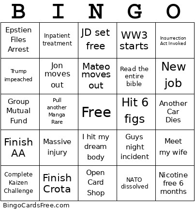 2026 Da Bois Bingo Card