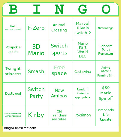 2026 Direct Bingo Card