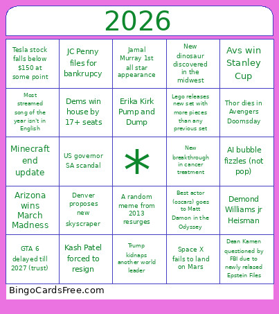 2026 Events (trust) Bingo Card