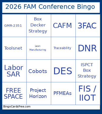 2026 FAM Conference Bingo Card