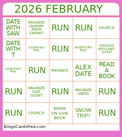 2026 February Bingo Card