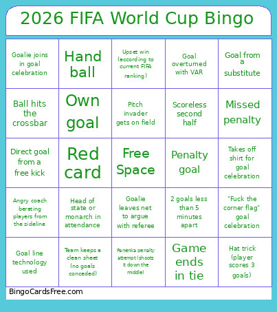 2026 FIFA World Cup Bingo Card