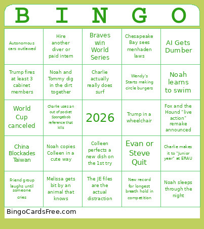 2026 For Me Bingo Card