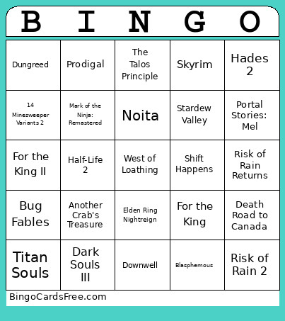 2026 Games Bingo Card