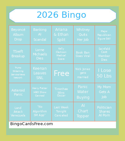 2026 Girls Bingo Card