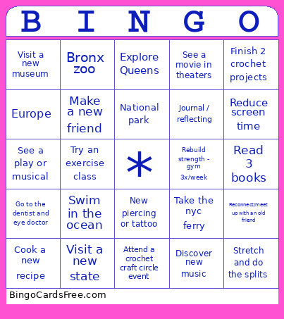 2026 Goals Bingo Card