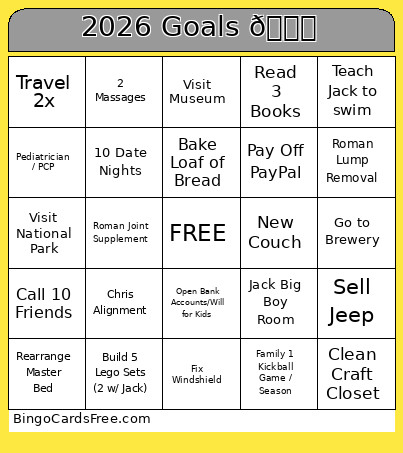 2026 Goals 👑 Bingo Card