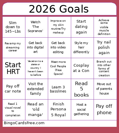 2026 Goals Bingo Card