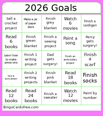 2026 Goals Bingo Card