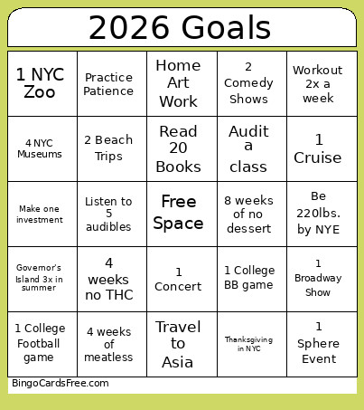 2026 Goals Bingo Card