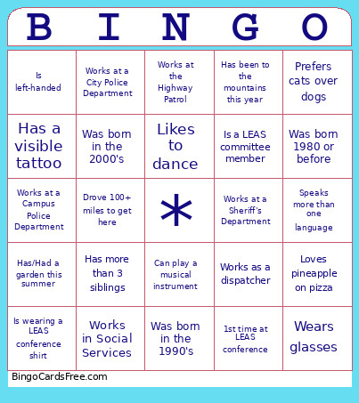 2026 LEAS Conference Bingo Card