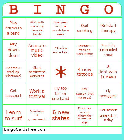 2026 Life Bingo Card