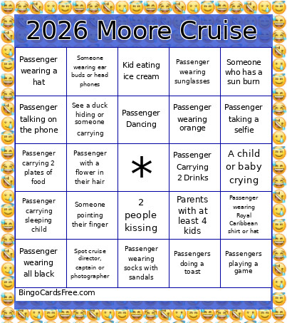 2026 Moore Cruise Bingo Card