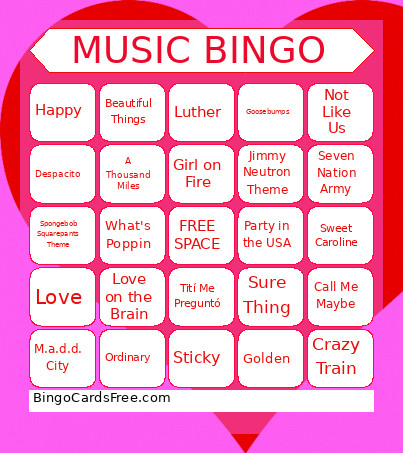 2026 Music Bingo Card