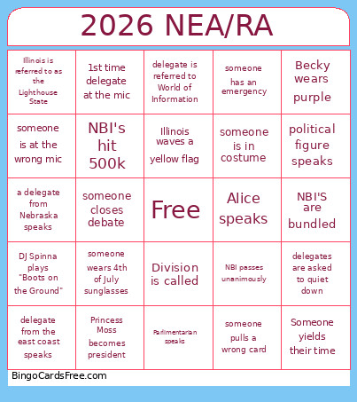 2026 NEA/RA Bingo Card
