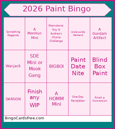 2026 Painting Bingo Card