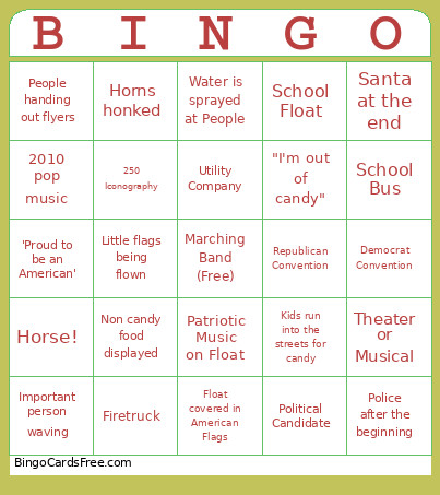 2026 Parade Bingo Card
