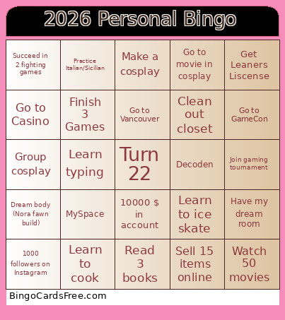 2026 Personal Bingo Card