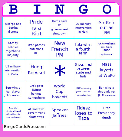 2026.Prediction Bingo Card