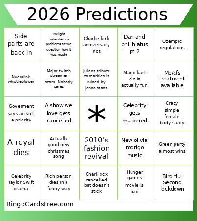 2026 Predictions Bingo Card 3