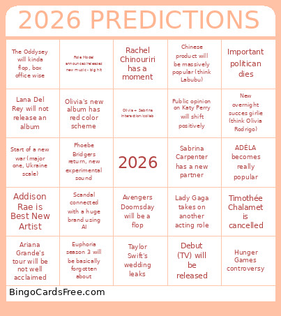 2026 PREDICTIONS Bingo Card