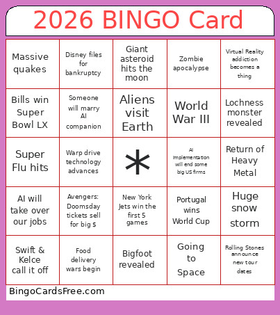 2026 Predictions Bingo Card 3