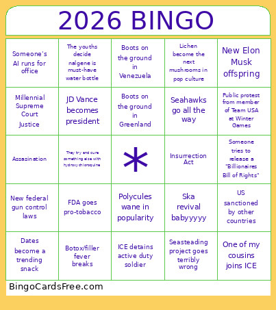 2026 Predictions Bingo Card