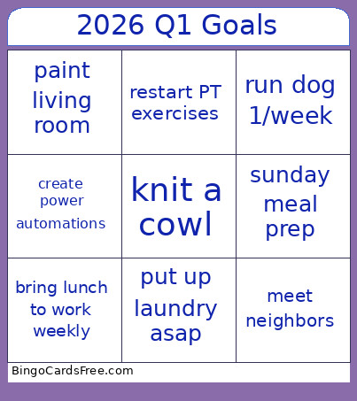 2026 Q1 Goals Bingo Card