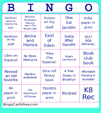 2026 Reading Bingo Card