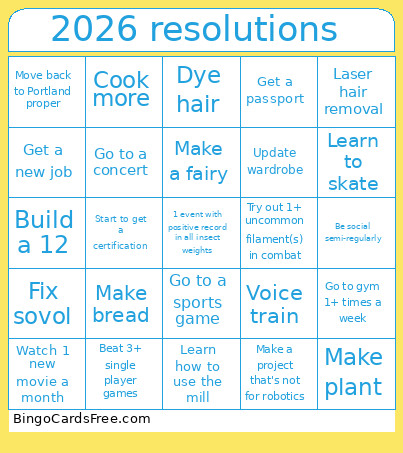 2026 Resolutions Bingo Card