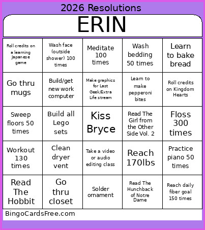 2026 Resolutions Bingo Card