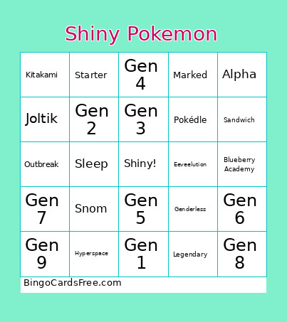 2026 Shiny Bingo Card