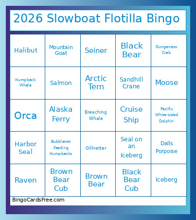 2026 Slowboat Flotilla Bingo Card