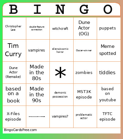 2026 Spoopy Bingo Card