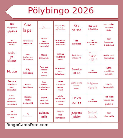 2026 Tavoitteet Bingo Card