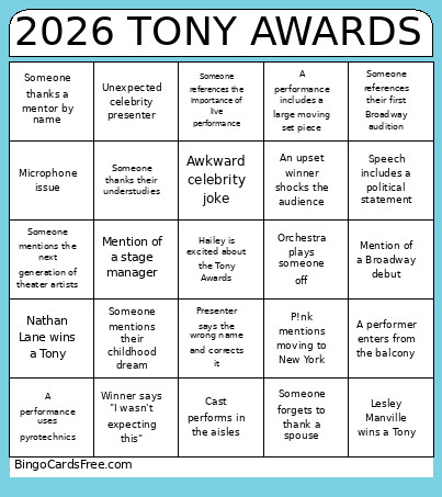 2026 TONY AWARDS Bingo Card