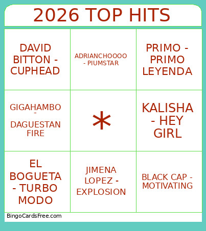 2026 TOP HITS 2 Bingo Card