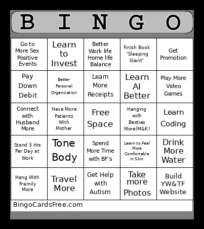 2026 Vision Board Bingo Card