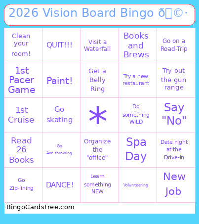 2026 Vision Board 🩷 Bingo Card