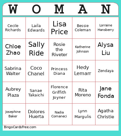 2026 Women's History Bingo Card