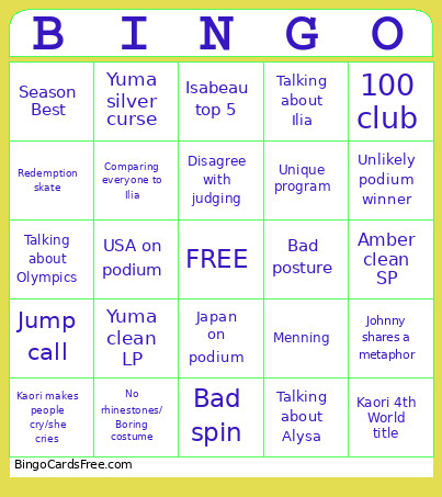 2026 World Championship Bingo Card