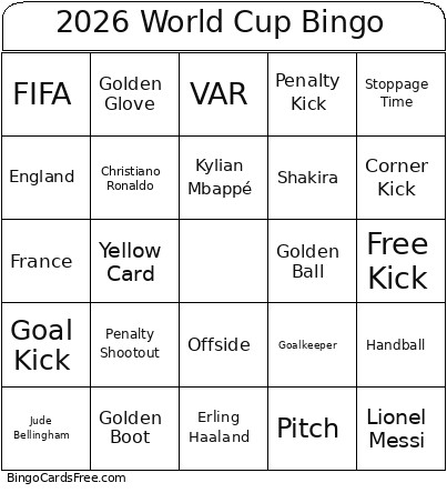 2026 World Cup Bingo Card