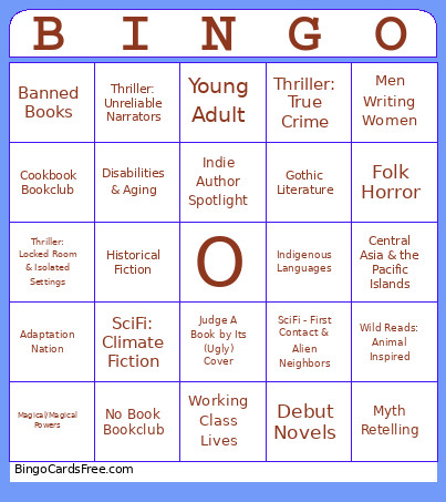 2027 Book Club Bingo Card