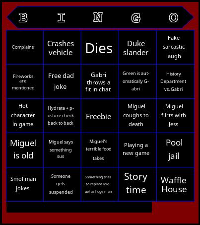 2099 Problems Stream Bingo