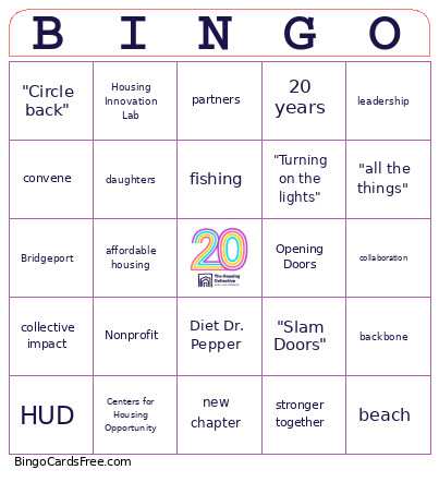 20th Anniversary Bingo Card