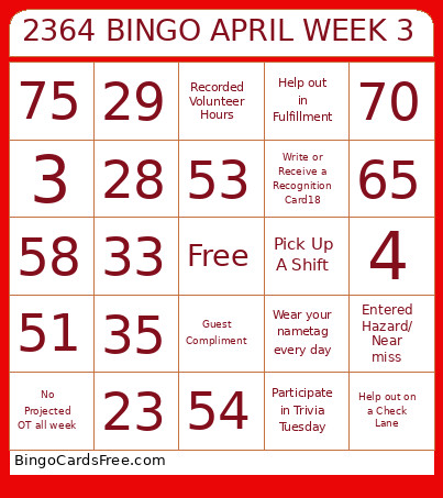 2364 APRIL WEEK 3 Bingo Card