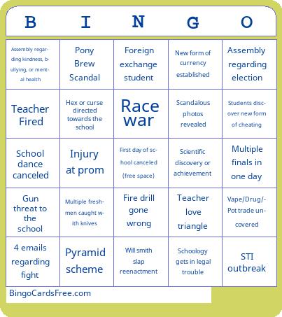 24-25 SAHS school year bingo 