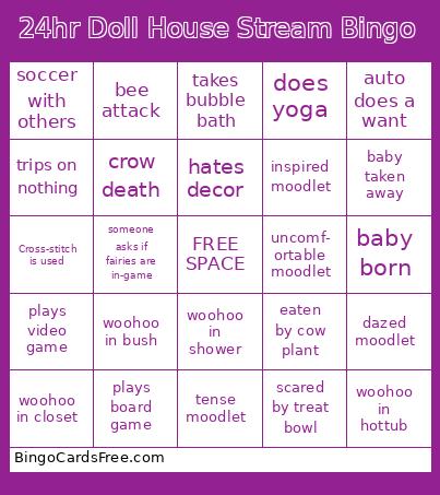 24hr Doll House Stream Bingo