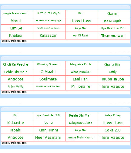 25th Anniversary Musical Housie Bingo Card