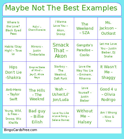 27. Maybe Not The Best Examples Bingo Card